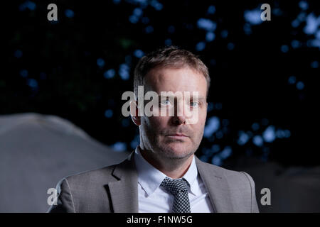 Tom McCarthy, britische Schriftstellerin und Schriftsteller Mann Booker Prize nominiert, an das Edinburgh International Book Festival 2015. Edinburgh. 30. August 2015 Stockfoto