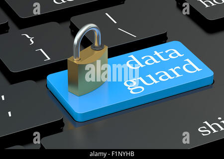 Data Guard Konzept auf die Schaltfläche "Tastatur" Stockfoto