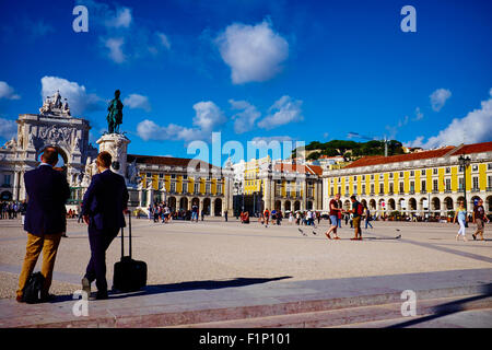 Portugal, Lissabon, Praça Comercio oder Commerce Square. Es ist auch bekannt als Terreiro Do Paco oder Schlossplatz nach der Royal Stockfoto