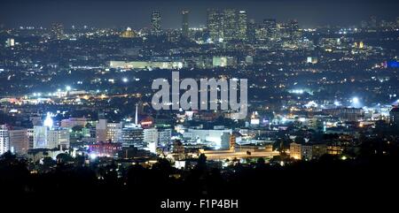 Beverly Hills in der Nacht - Panorama Nachtaufnahmen Zeit. Hollywood und Beverly Hills, Kalifornien, USA. Stockfoto