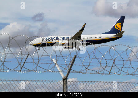 RYANAIR, Boeing 737-8AS, EI-DAP, Flug FR409, im Endanflug zum Flughafen Kopenhagen, Kopenhagen, Dänemark aus Köln, Deutschland Stockfoto