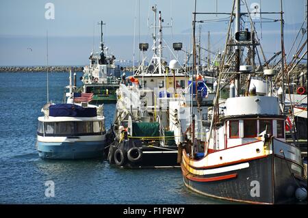 Kleine Pacific Harbor - Alter Kleinboote US-Bundesstaat Washington, Vereinigte Staaten von Amerika. Fischerei-Industrie-Foto-Sammlung. Stockfoto