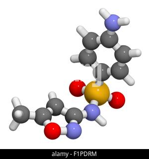 Sulfamethoxazole Antibiotika Wirkstoffmolekül (Sulfonamide Klasse) häufig zur Behandlung von Infektionen der Harnwege sind Atome Stockfoto