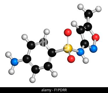 Sulfamethoxazole Antibiotika Wirkstoffmolekül (Sulfonamide Klasse) häufig zur Behandlung von Infektionen der Harnwege sind Atome Stockfoto