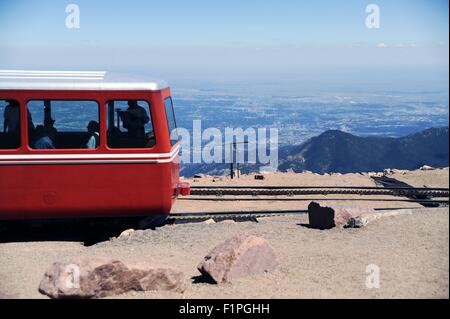 Pikes Peak Cog Zug - Cog Railroad. Pikes Peak Gipfel Colorado Springs, Colorado, USA. Rocky Mountains. Stockfoto