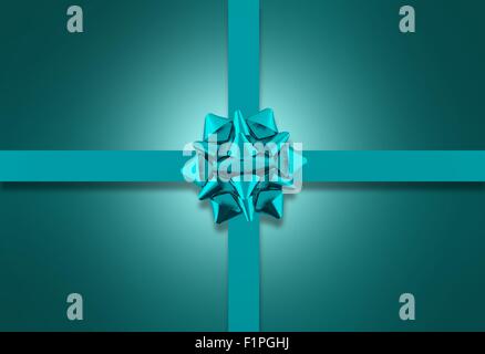 Blaues Band und Schleife auf blauen Hintergrund. Saison Grüße Hintergrund. Stockfoto