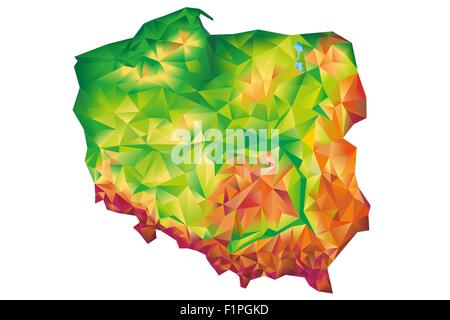 Geometrische Polen Karte Concept Illustration Isolated on White Background. Polen, Europa. Stockfoto