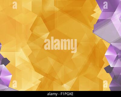 Geometrische gelbe Hintergrund Illustration mit lila Diamant Akzenten. Zusammenfassung Hintergrund. Stockfoto