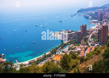Luftaufnahme von Monte Carlo, Monaco, Europa. Monaco Stadtbild. Stockfoto