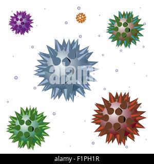 Vektor-Illustration abstrakt aggressive Bakterien in Partikel Umwelt schweben Stock Vektor