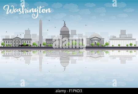 Skyline von Washington DC. Vektor-Illustration mit Wolke und blauer Himmel Stock Vektor