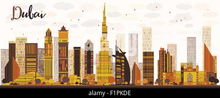 Dubai City Skyline mit goldenen Wolkenkratzern. Vektor-illustration Stock Vektor