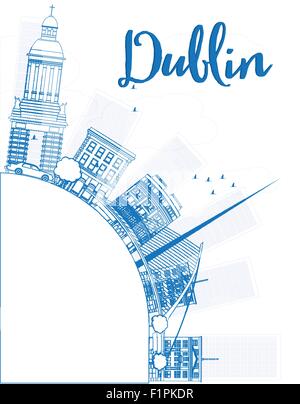 Skizzieren Sie Dublin Skyline mit blauen Gebäude und Kopie, Irland. Vektor-Illustration Stock Vektor