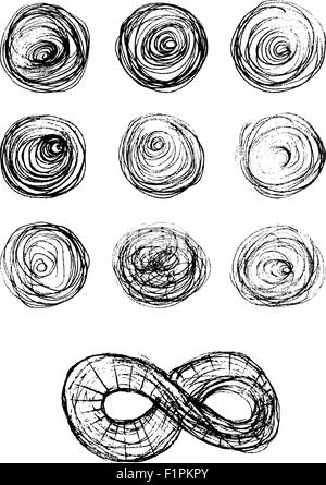 Reihe von handgezeichneten Scribble Kreisen. Vektor-illustration Stock Vektor