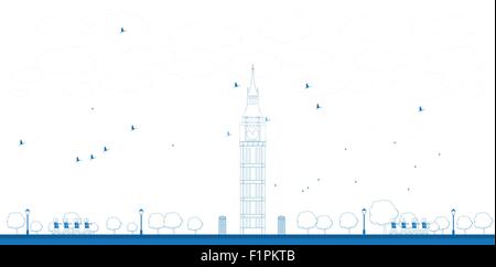 Umriss Big Ben Tower in London. Vektor-illustration Stock Vektor