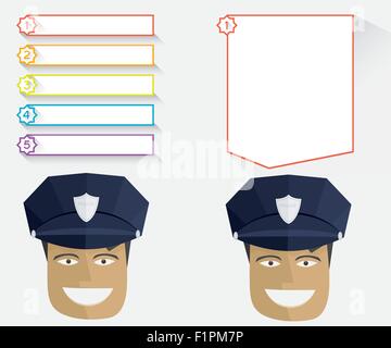 Polizist und leere e-Mail-Bretter-Vektor-Illustration im flachen Stil Stock Vektor