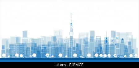 Umriss Tokioter Skyline mit Wolkenkratzern-Vektor-illustration Stock Vektor Umriss Tokioter Skyline mit Wolkenkratzern-Vektor-illustration Stock Vektor