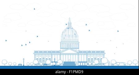 Washington DC Capitol Landschaft, USA Vektor-Illustration zu skizzieren Stock Vektor