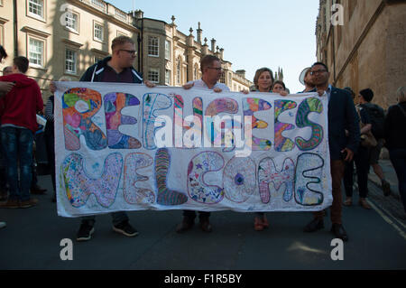 Oxford, Oxfordshire, Vereinigtes Königreich. 6. September 2015, Hunderte zukunftsorientierter Flüchtling Protest in Oxford. Bildnachweis: Stanislav Halcin/Alamy Live-Nachrichten Stockfoto