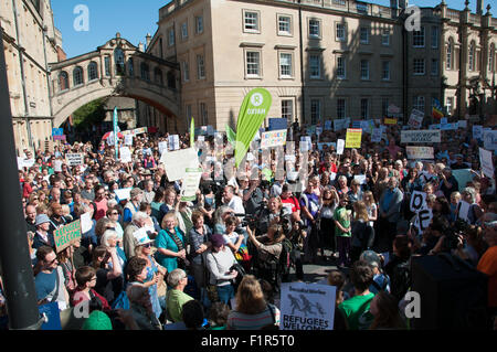 Oxford, Oxfordshire, Vereinigtes Königreich. 6. September 2015, Hunderte zukunftsorientierter Flüchtling Protest in Oxford. Bildnachweis: Stanislav Halcin/Alamy Live-Nachrichten Stockfoto