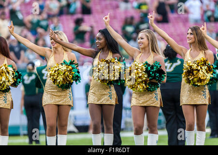 Tampa, Florida, USA. 5. September 2015. USF Cheerleader vor dem Spiel zwischen USF & Florida A & M im Raymond James Stadium in Tampa, FL Credit Bild: Del Mecum Credit: Cal Sport Media/Alamy Live News Stockfoto