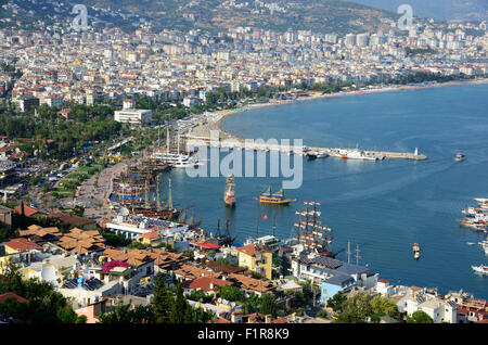 Blick auf Hafen Alanya, Türkei Stockfoto