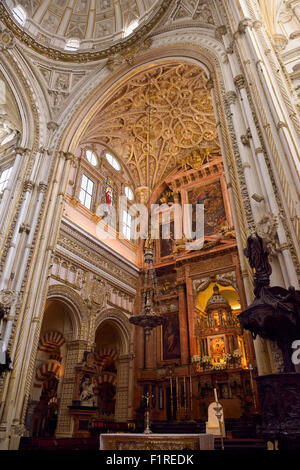 Renaissance hohen Hauptaltar und gotische Decke von der Moschee von Cordoba Kathedrale Stockfoto