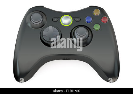 schwarzen Gamecontroller isoliert auf weißem Hintergrund Stockfoto