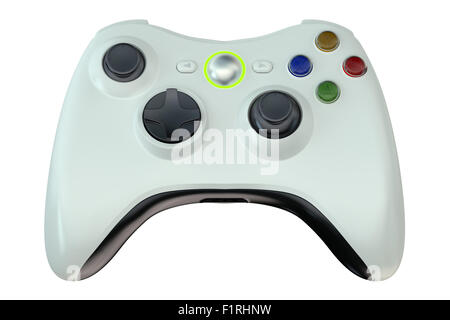 weiße Gamecontroller isoliert auf weißem Hintergrund Stockfoto