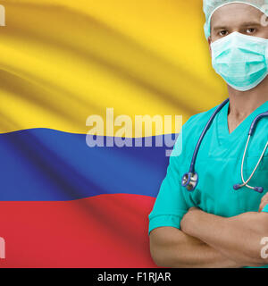 Chirurg mit Flagge auf Hintergrund - Kolumbien Stockfoto