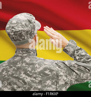 Nationale Streitkräfte mit Flagge auf konzeptionellen Hintergrund Serie - Bolivien Stockfoto