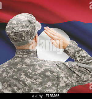 Nationale Streitkräfte mit Flagge auf konzeptionellen Hintergrund Serie - Laos Stockfoto