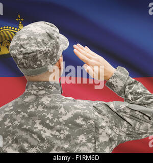 Nationale Streitkräfte mit Flagge auf konzeptionellen Hintergrund Serie - Liechtenstein Stockfoto