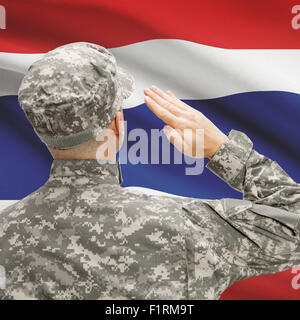 Nationale Streitkräfte mit Flagge auf konzeptionellen Hintergrund Serie - Thailand Stockfoto