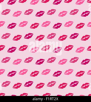 Nahtlose Textur mit Spuren von Küsse, rosa romantische Muster Stock Vektor