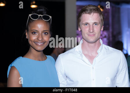 Eröffnung des Zalando Fashion House kuratiert von nicht nur ein Label bei Mercedes-Benz Fashion Week Frühjahr/Sommer 2016 Featuring: Sara Nuru, David Schneider Where: Berlin, Deutschland: 6. Juli 2015 Stockfoto