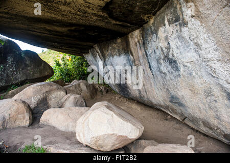 Felsmalereien von Chongoni Bereich, UNESCO World Heritage Site, Malawi, Afrika Stockfoto