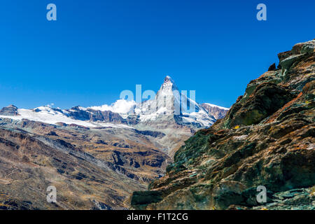 Überblick über das Matterhorn. Zermatt, Kanton Wallis, Walliser Alpen, Schweizer Alpen, Schweiz, Europa Stockfoto