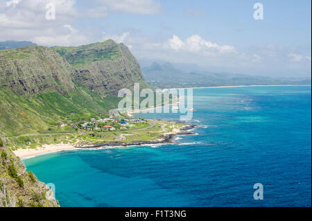 Strand von Waimanalo Bay, Windward Coast, Oahu, Hawaii, Vereinigte Staaten von Amerika, Pazifik Stockfoto