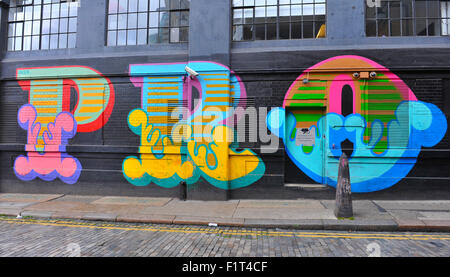 Street Art/Graffiti um das East End von London, UK Stockfoto