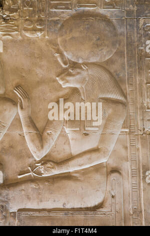 Relief der Göttin Sachmet, Tempel von Sethos i., Abydos, Ägypten, Nordafrika, Afrika Stockfoto