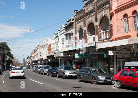 Läden und Geschäfte in der King Street in Newtown, Vorort von Sydney Australia Stockfoto