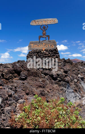 El Diablo Teufel entworfen von Cesar Manrique, Parque Nacional De Timanfaya, Lanzarote, Kanarische Inseln, Spanien. Stockfoto