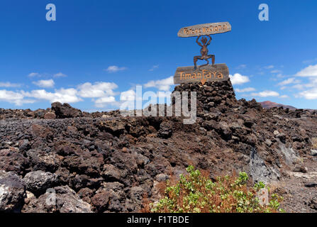 El Diablo Teufel entworfen von Cesar Manrique, Parque Nacional De Timanfaya, Lanzarote, Kanarische Inseln, Spanien. Stockfoto