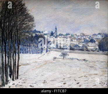 Schnee in Marly le ROI 1875 von Alfred Sisley 1839-1899.Impressionist Landschaftsmaler in Frankreich geboren, aber mit einer britischen Staatsbürgerschaft. Stockfoto