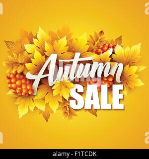 Typografische Herbst. Herbst-Blatt. Vektor-illustration Stock Vektor