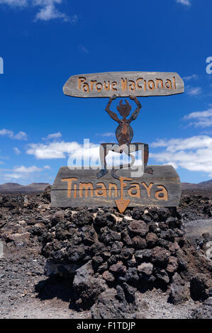 El Diablo Teufel entworfen von Cesar Manrique, Parque Nacional De Timanfaya, Lanzarote, Kanarische Inseln, Spanien. Stockfoto