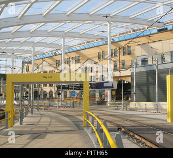 Metrolink Victoria Bahnhof, Manchester, UK. Stockfoto