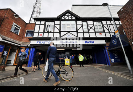 Portsmouth Hampshire UK – Fratton Park Football Ground – nur für redaktionelle Verwendung. Keine Verkaufsförderung. Für Football-Bilder gelten Einschränkungen für FA und Premier League. Keine Nutzung des Internets/Handys ohne FAPL-Lizenz - für Details wenden Sie sich an Football Dataco Stockfoto