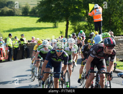 Stufe 2 Aviva Tour durch Großbritannien Radrennen in Downham Dorf, Lancashire. Stockfoto